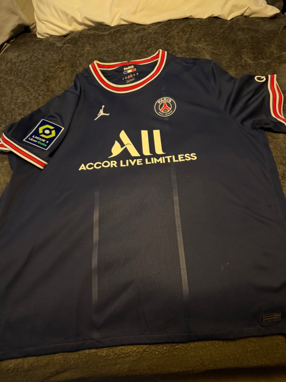 Jordan Navy PSG Football Jersey with Red & White Trim